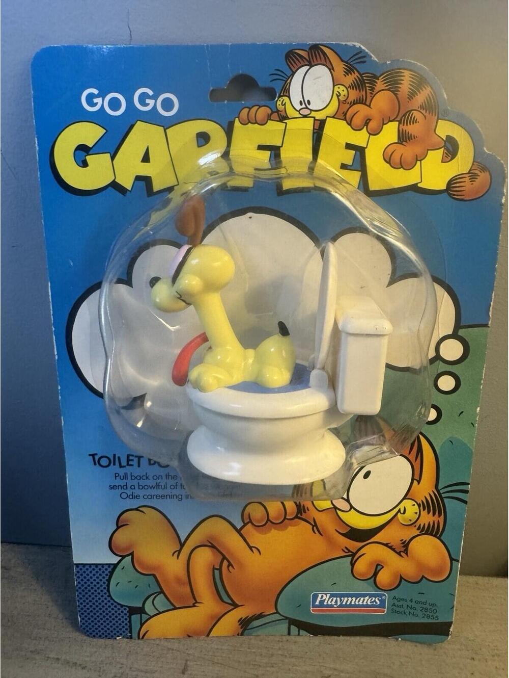 Vintage 1991 Go Go Garfield Toilet Bowlin’ Odie Playmates MOC Sealed Toy
